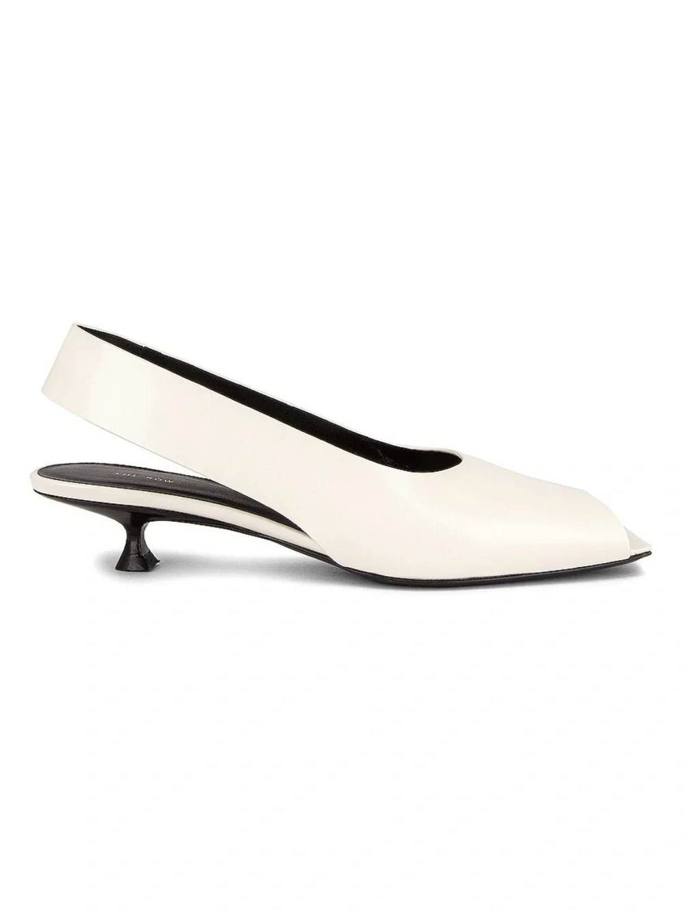 The Row Cream Peep-Toe Slingback Kitten Heel